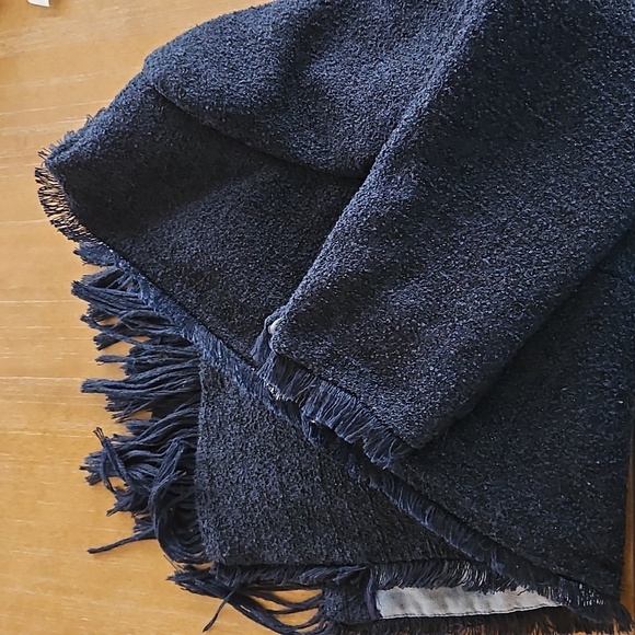 VINTAGE MALENE BIRGER FRINGED LINEN BLEND  BLAZER - Picture 5 of 16